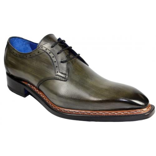 Emilio Franco "Ciro" Ash Grey Genuine Calfskin Oxford Shoes.